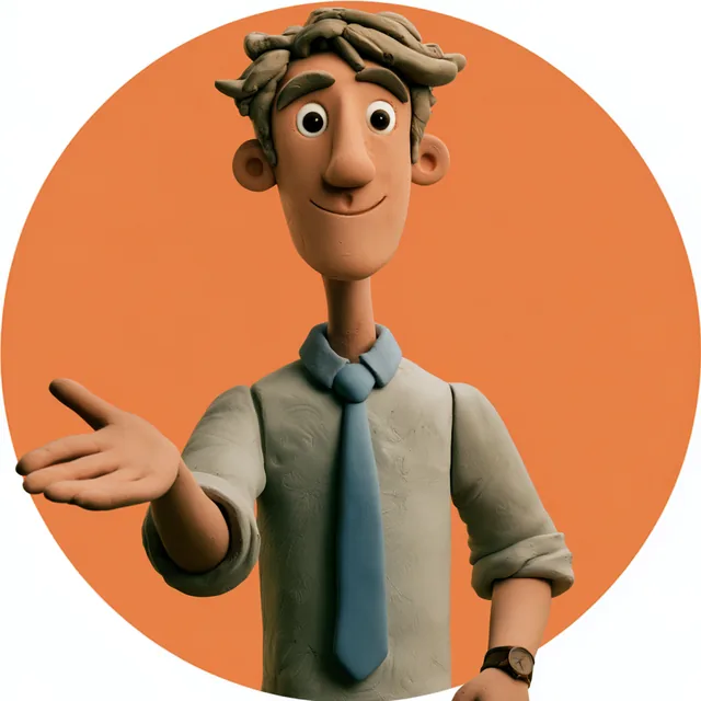 Léon, agent IA commercial, personnage en pâte à modeler